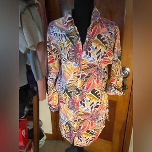 Tropical Floral Button-Up Shirt Dress - Multicolor